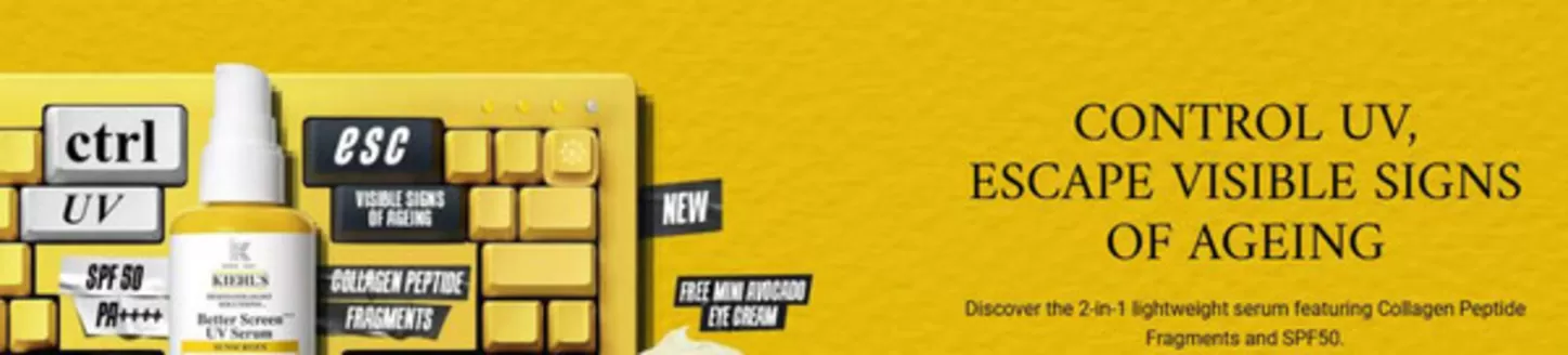 Kiehl's catalogue in Crawley Down | Control Uv Escape Visuble Sings Of Ageing | 2026-03-30T00:00:00.000Z - 2026-04-18T00:00:00.000Z